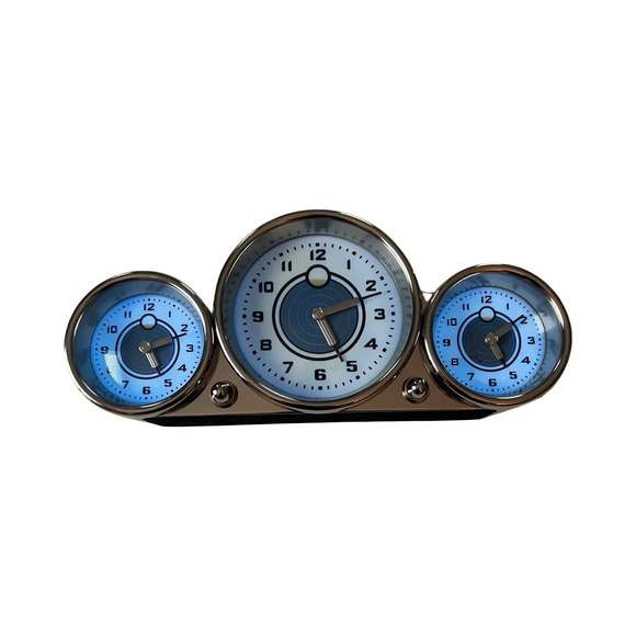 Pottery Barn Other - Pottery Barn Retro dashboard 3 Time Zones gauge clock Lights Up Battery Power